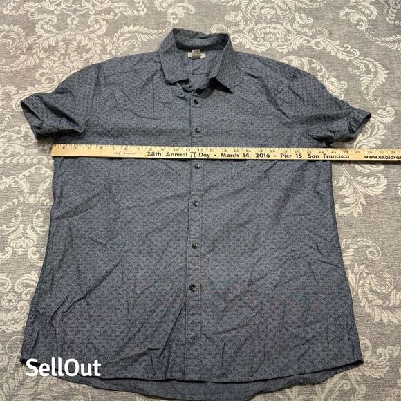 Kenneth Cole Reaction Men's L Blue Graphic Print Short Sleeve Shirt - Picture 5 of 8